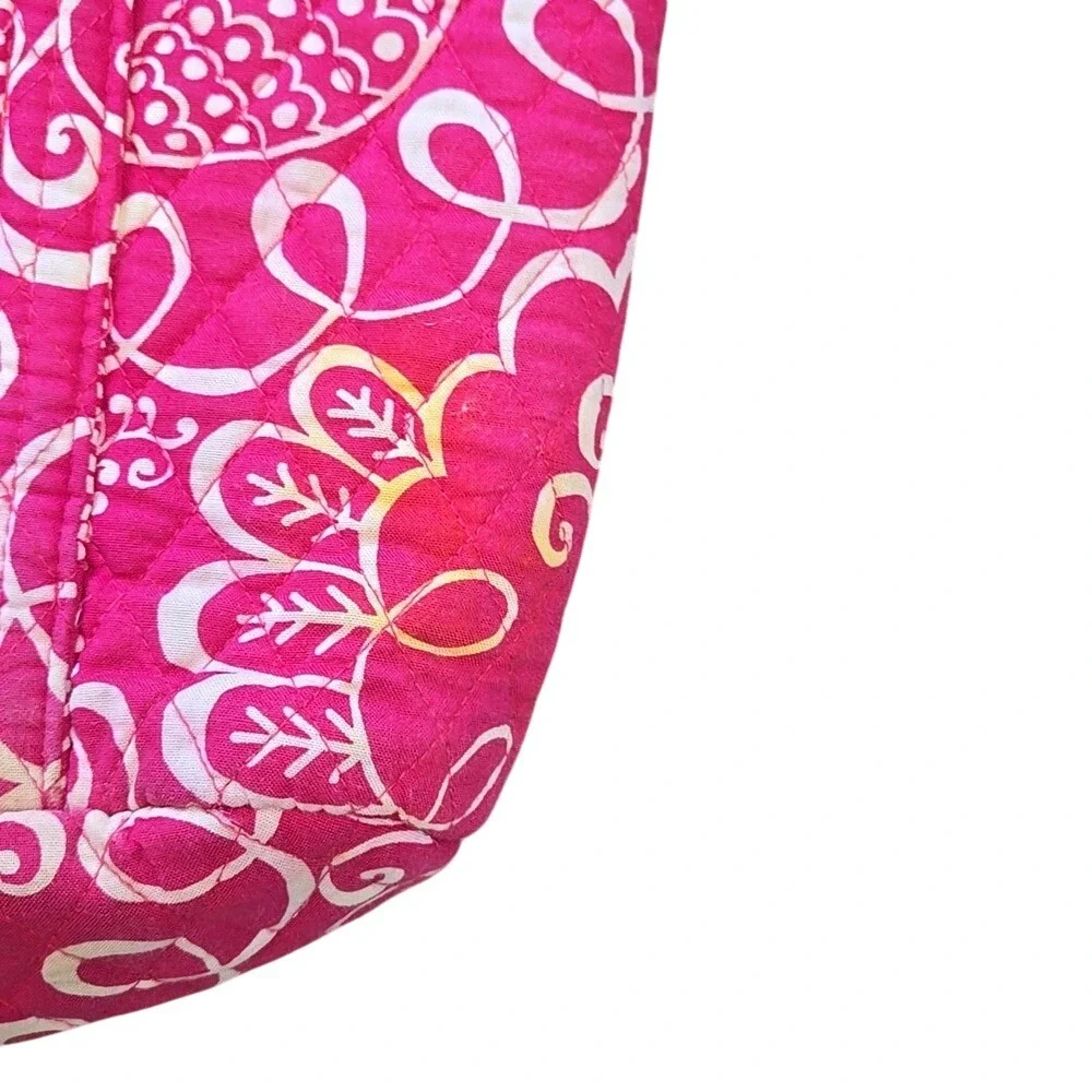 Vera Bradley Large Travel Toggle Tote Double Handle Hot Pink Twirly‎ Bird Print - Picture 4 of 8